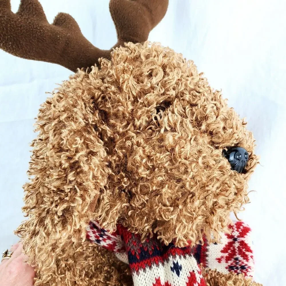 Reindeer Brown Stuffed Plush Red Snowflake Scarf Winter Christmas 17
